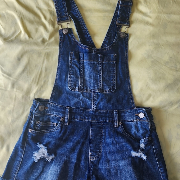 Overalls U2B Urban Basics denim adjustable straps stretchy shorts - Picture 2 of 14